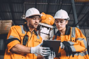 Engineer,Team,Service,Robot,Welding,Working,In,Automation,Factory.,People